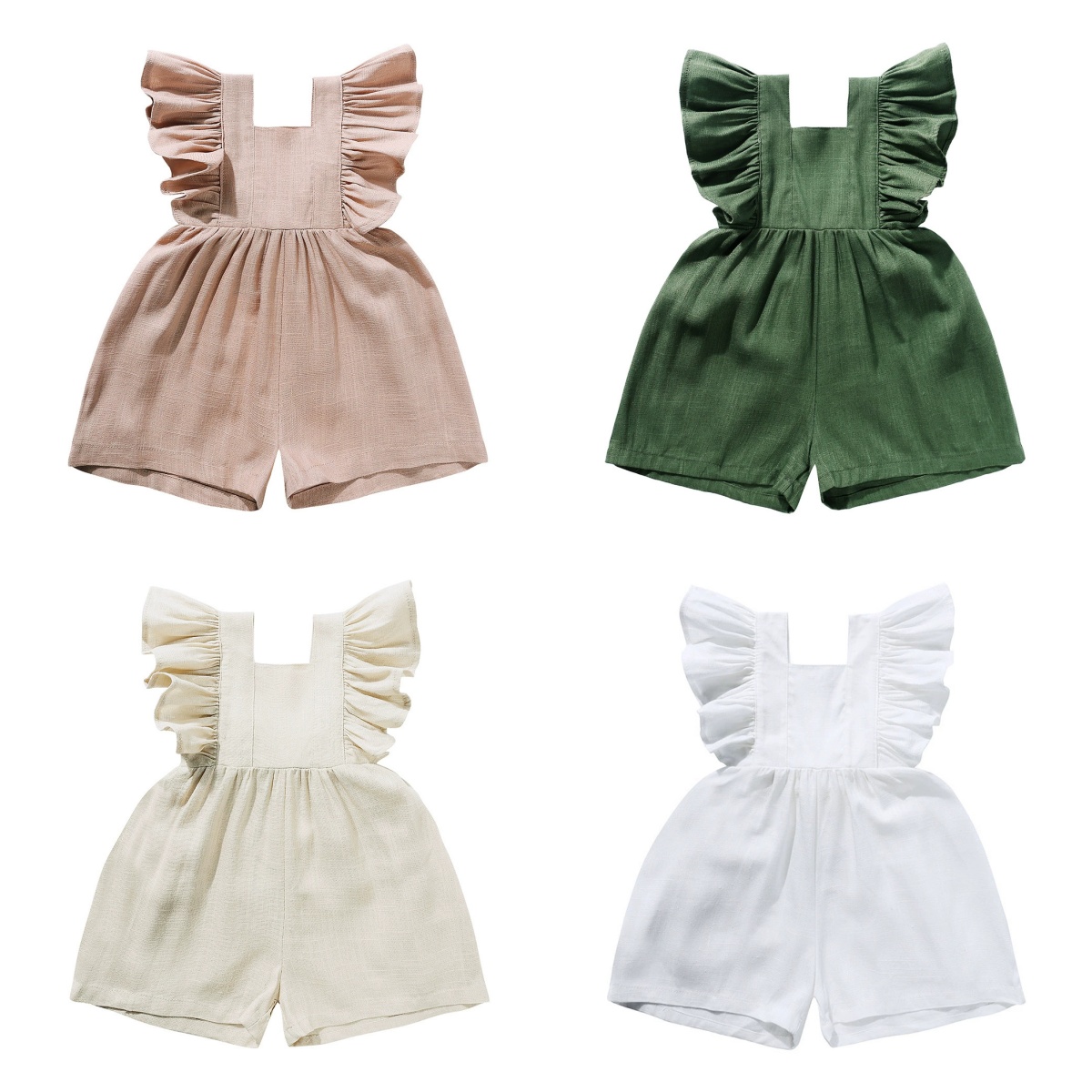 Baby Summer Linen Sleeveless Jumpsuit - 2026 Yaz Yenidoğan Bebek Kız Romper
