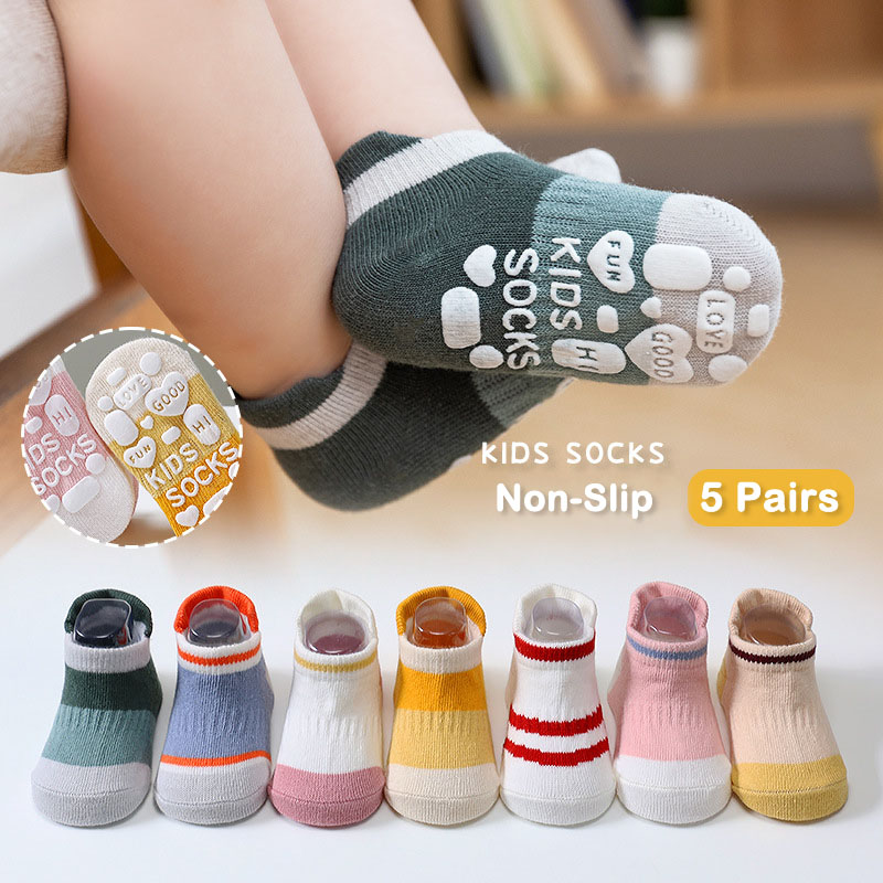 Unisex Baby Socks Non Slip - 5 çift Çocuklar Rahat Sevimli kaymaz